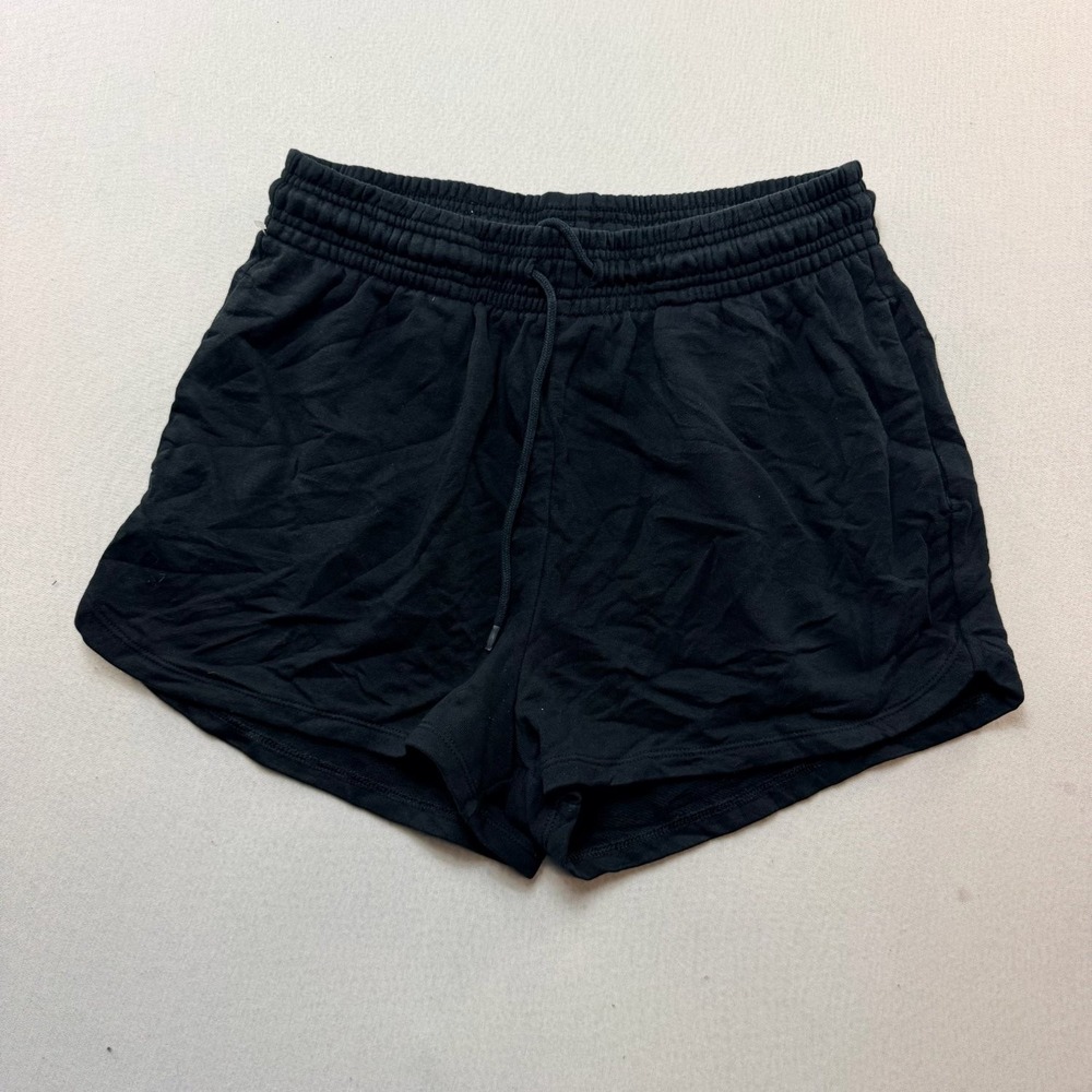 H&M Athletic Shorts Mens Medium Black Good Drawstring Cotton Blend Pockets